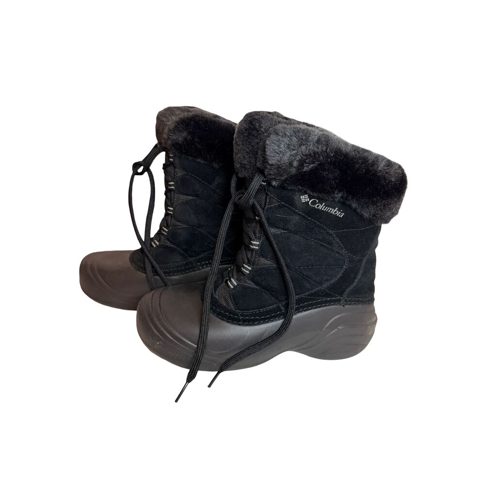 Columbia Sierra Summette Winter Snow Boots Womens 7 Black Suede Faux Fur 200g - Picture 3 of 5